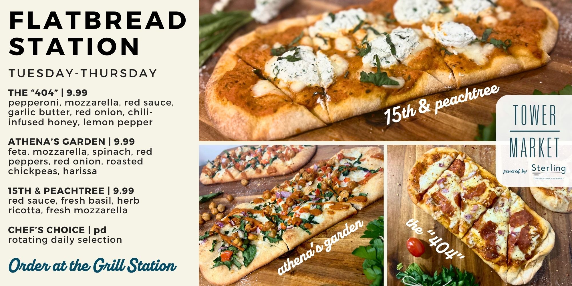 Tower Market flatbread sign
